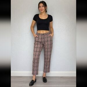 HOLLISTER Houndstooth Check Ultra High Rise Trousers Front Pockets Belt Loops M